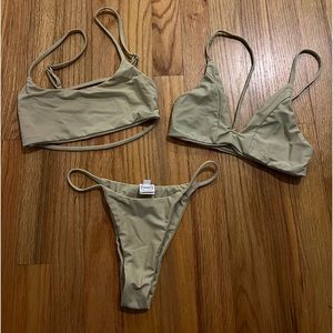 “Hailey Bieber Custard Bikini” 2 tops & bottom